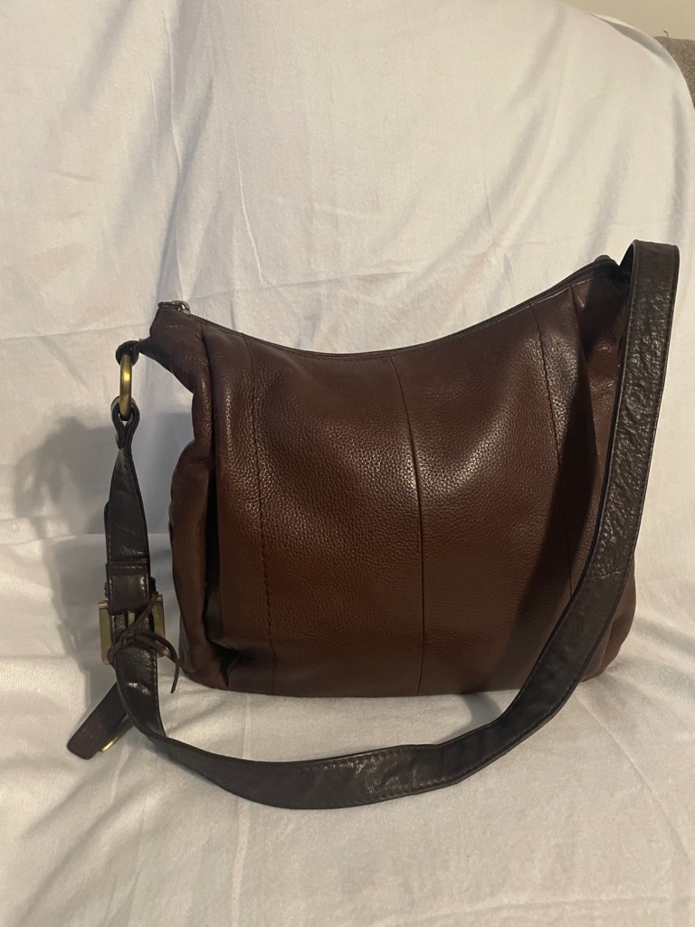 Rolfs Brown Leather Messenger Bag with Adjustable Strap